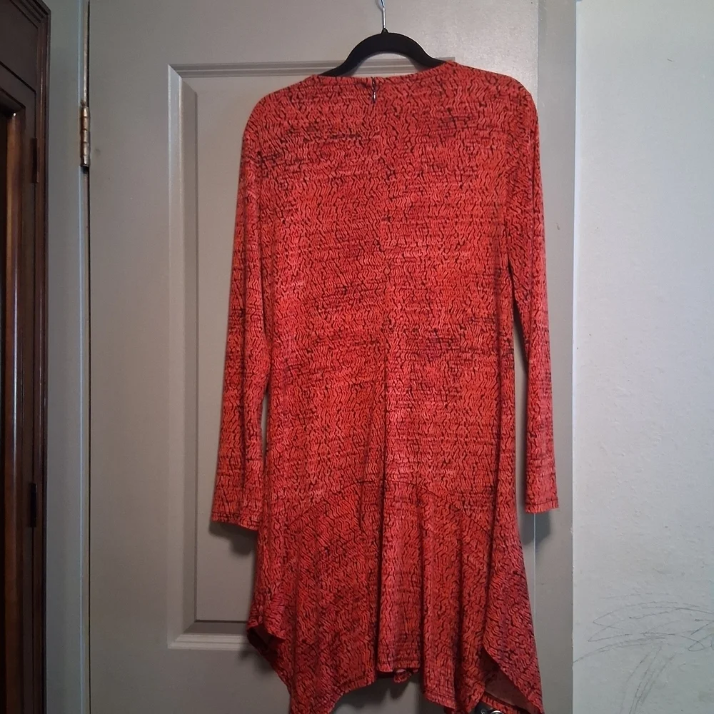 Michael Kors Textured Red Long Sleeve Dress